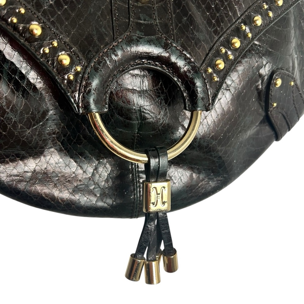 ๐ COLE HAAN Dark Dark Brown Embossed Leather Hobo Bag ๐ - Picture 2 of 14